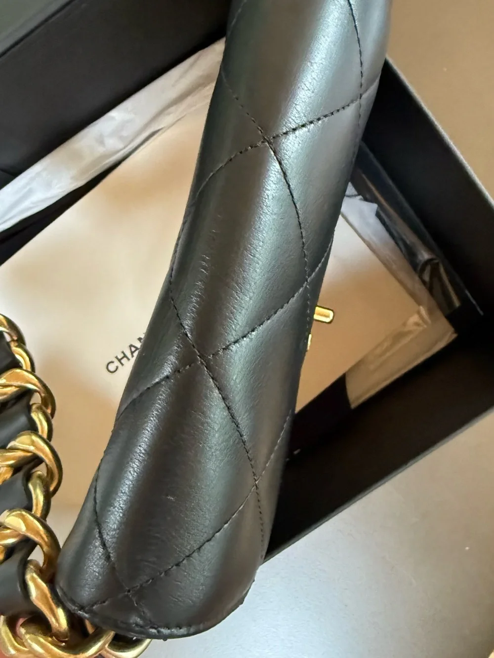 CHANEL Black Quilted Leather Mini Crossbody with Gold Hardware